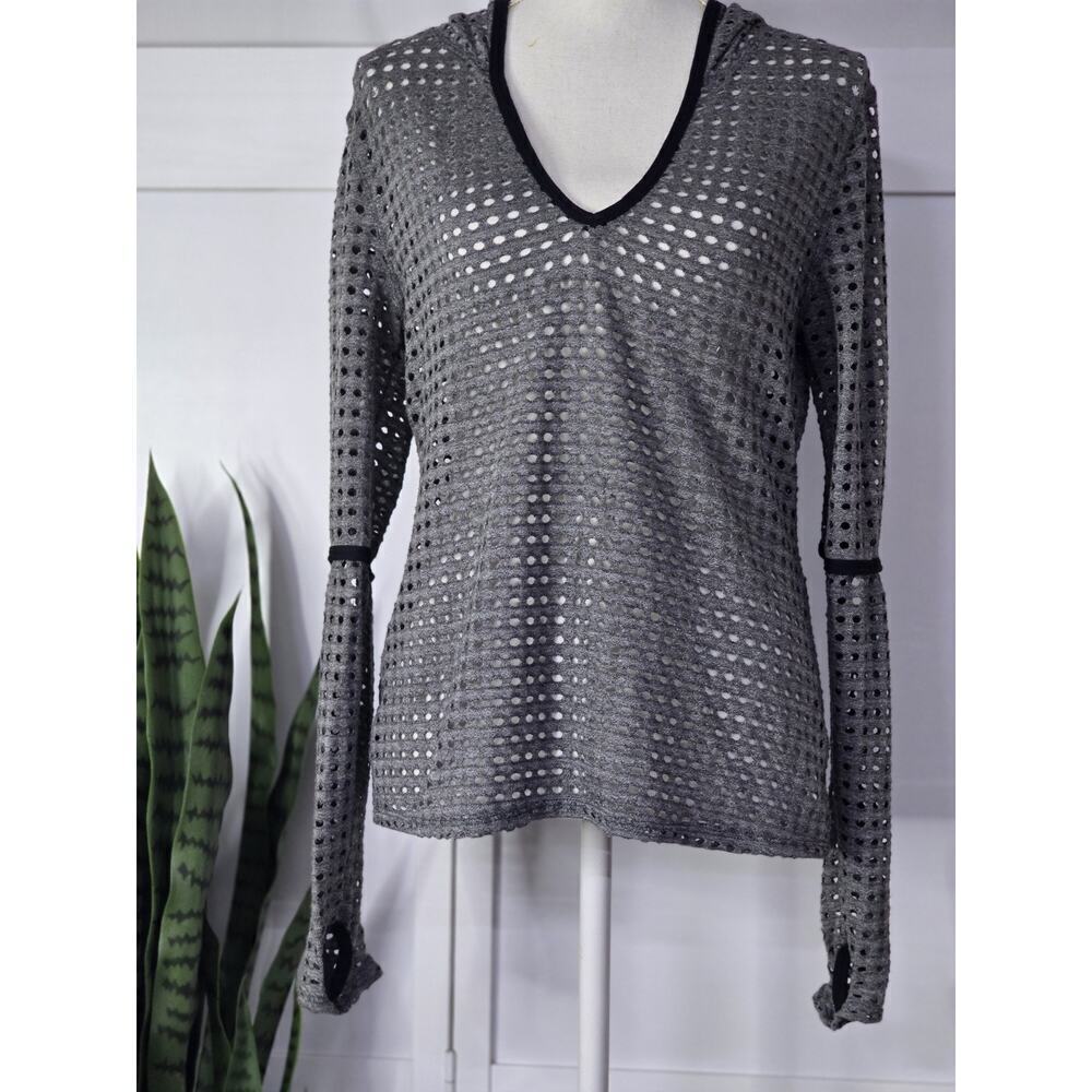 Trina Turk Recreation Hooded Mesh Cover Up Swimwear Women’s Gray Size Large